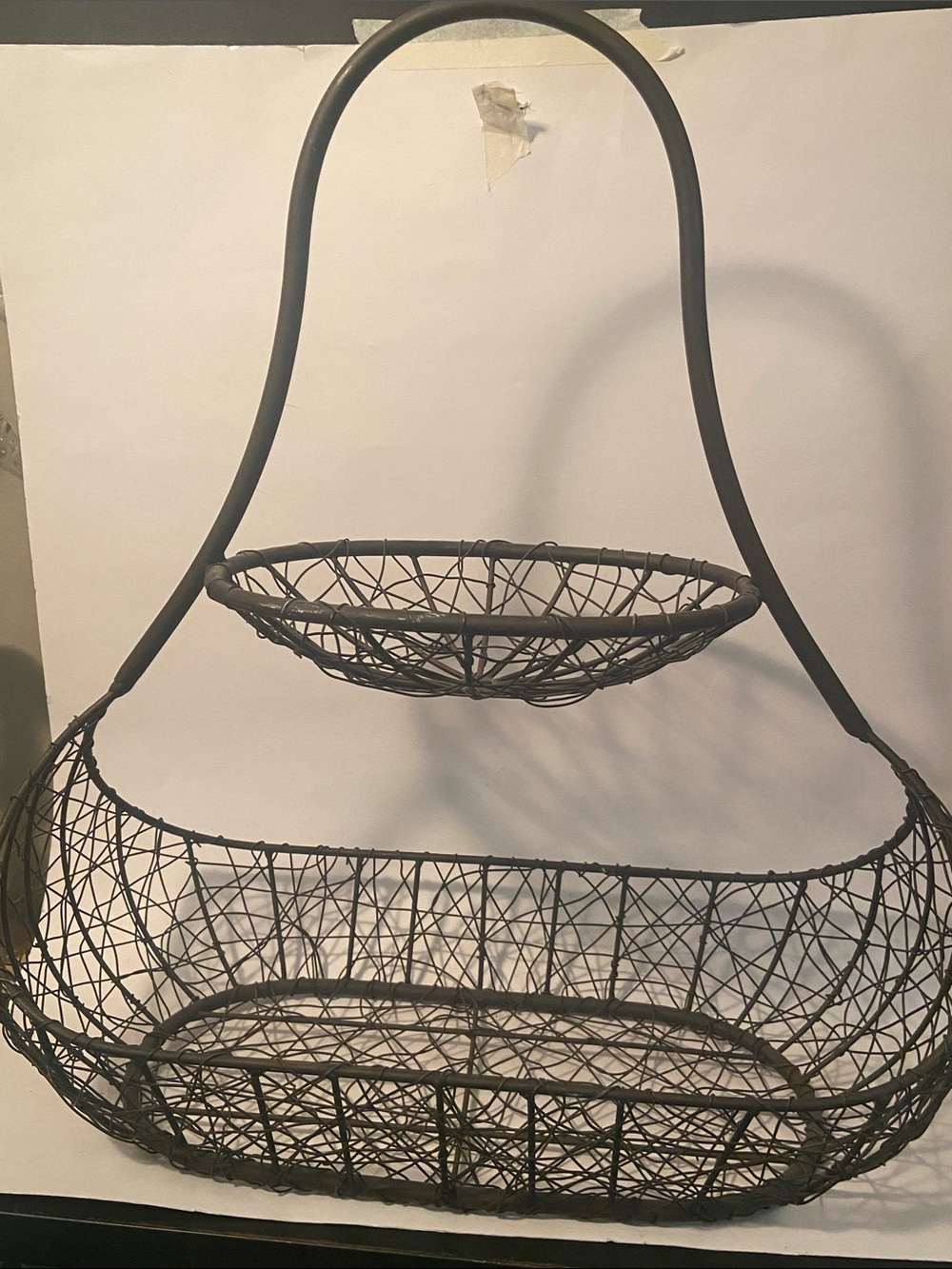 Metal Dark Brown Woven Two-Tier Fruit & Display Large Wired Basket